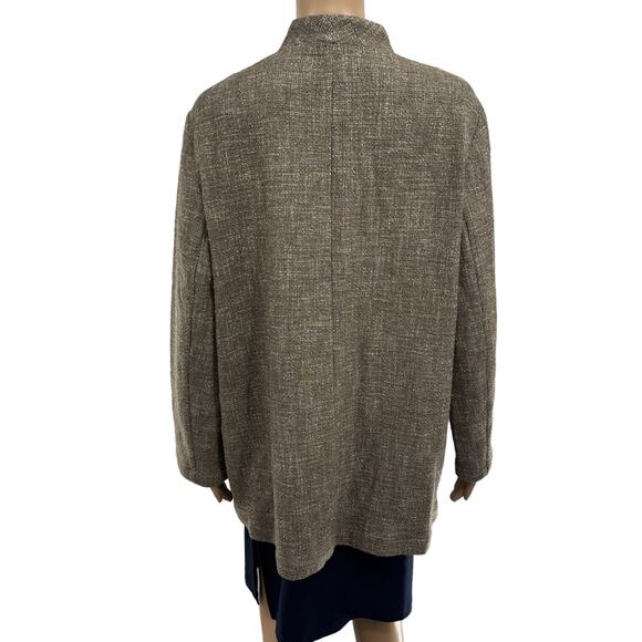Eileen Fisher Driftwood Cotton Slub Tweed Open Front Blazer Jacket - Picture 10 of 12